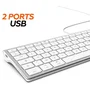 Mobility Lab ML304304 Teclado Táctil de Diseño con Cable con 2 USB para Mac - AZERTY - Blanco y Plateado