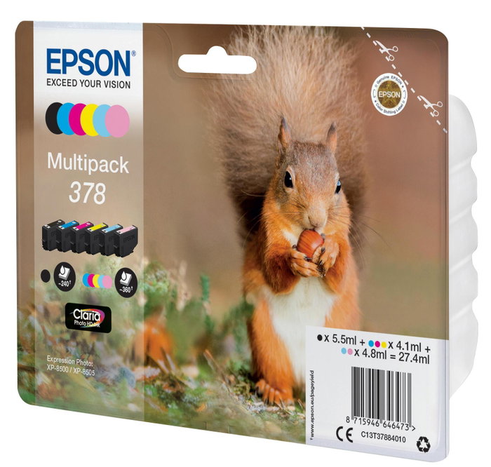 Epson Multipack 378 Claria Photo HD 6 Colores (C13T37884010) Original Epson Multipack 378 Claria Photo HD 6 Colores (C13T37884010) Original