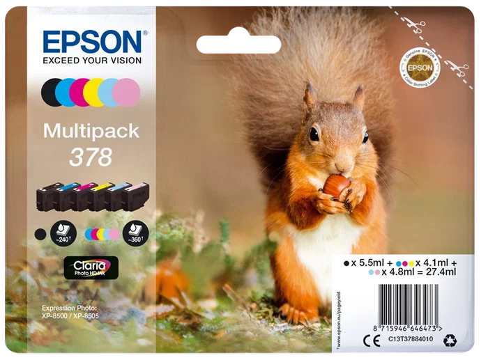 Epson Multipack 378 Claria Photo HD 6 Colores (C13T37884010) Original Epson Multipack 378 Claria Photo HD 6 Colores (C13T37884010) Original