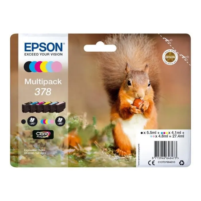 Epson Multipack 378 Claria Photo HD 6 Colores (C13T37884010) Original Epson Multipack 378 Claria Photo HD 6 Colores (C13T37884010) Original
