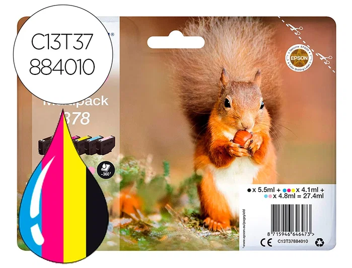 Epson Multipack 378 Claria Photo HD 6 Colores (C13T37884010) Original Epson Multipack 378 Claria Photo HD 6 Colores (C13T37884010) Original