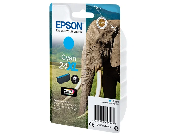 Epson Claria Photo HD Cartucho de Tinta 24XL Cian C13T24324012