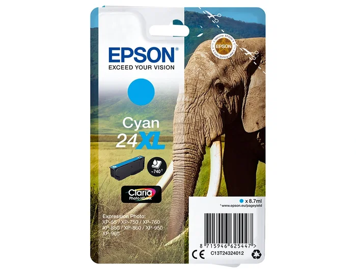 Epson Claria Photo HD Cartucho de Tinta 24XL Cian C13T24324012
