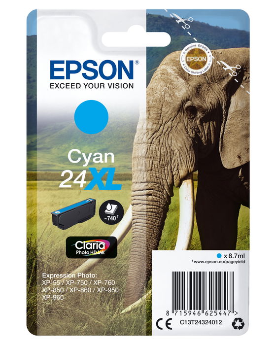 Epson Claria Photo HD Ink Cartucho Cian 24XL Expression Photo XP-760/950 Epson Claria Photo HD Ink Cartucho Cian 24XL Expression Photo XP-760/950