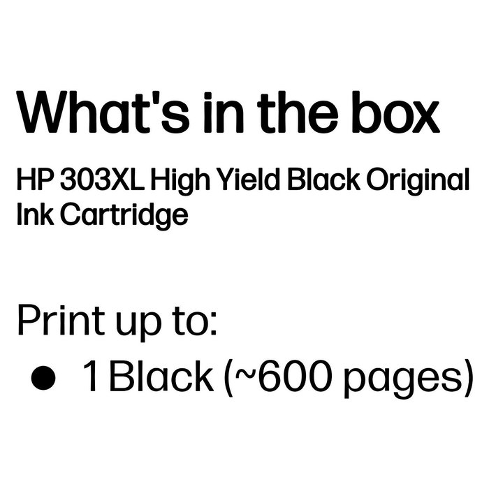HP Cartucho de Tinta Original 303XL T6N04AE Negro Alto Rendimiento (XL) 600 Páginas Tinta a Base de Pigmentos 12 ml