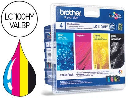 Brother LC1100HYVALBP Multipack de 4 Cartuchos de Tinta Alta Capacidad Brother LC1100HYVALBP Multipack de 4 Cartuchos de Tinta Alta Capacidad