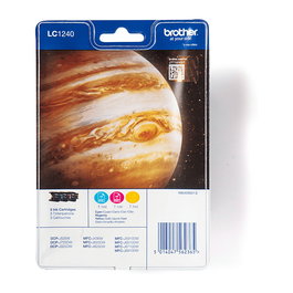 Brother LC-1240RBWBP Cartuchos de Tinta a Base de Pigmentos Cian, Magenta y Amarillo - Alta Capacidad 600 Páginas, Rendimiento Estándar, Multipack para DCP-J y MFC-J