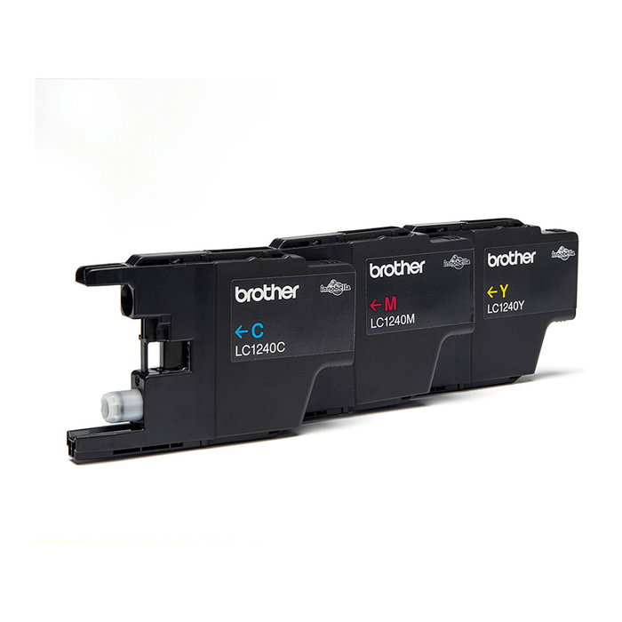 Brother LC-1240RBWBP Cartuchos de Tinta a Base de Pigmentos Cian, Magenta y Amarillo - Alta Capacidad 600 Páginas, Rendimiento Estándar, Multipack para DCP-J y MFC-J