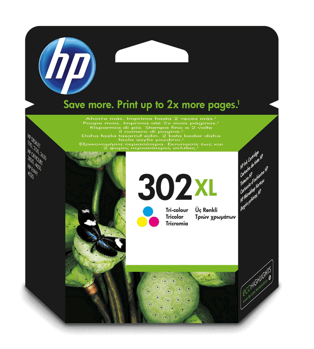 HP Cartucho de tinta original 302XL tricolor de alta capacidad