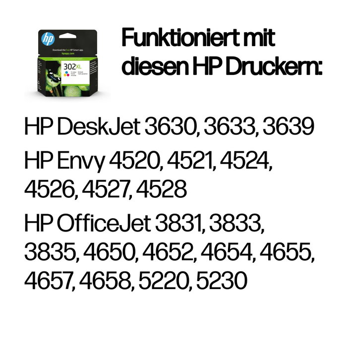 HP Cartucho de tinta 302XL Tricolor Original High Yield (F6U67AE)</div>