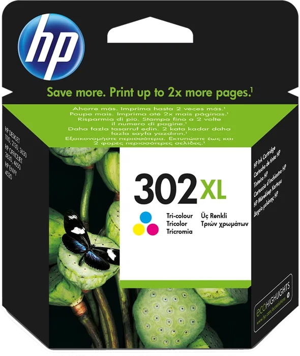 HP Cartucho de tinta original 302XL tricolor de alta capacidad