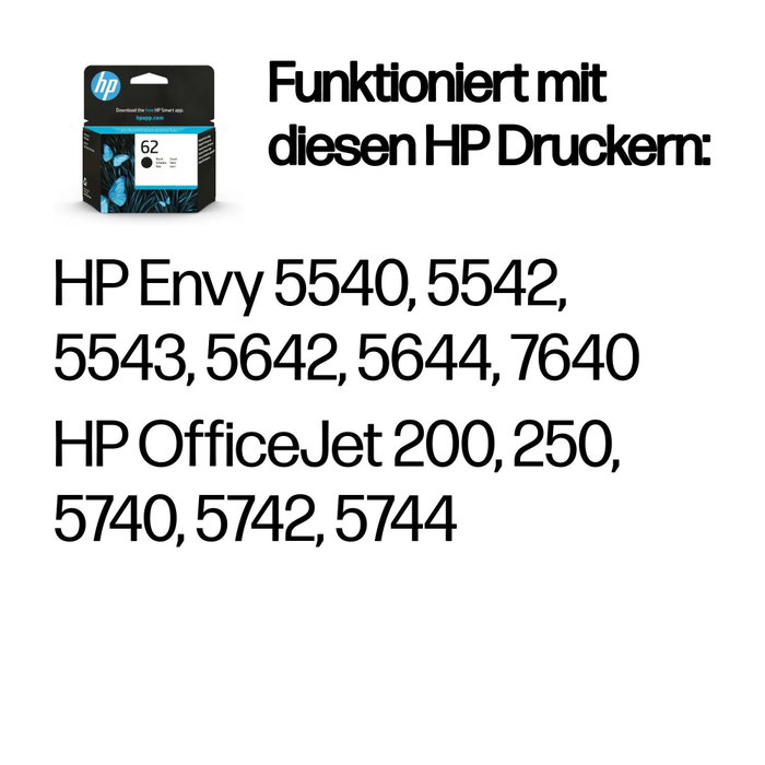 HP 62 Cartucho de tinta Negro Original (C2P04AE) - Rendimiento Estándar HP 62 Cartucho de tinta Negro Original (C2P04AE) - Rendimiento Estándar