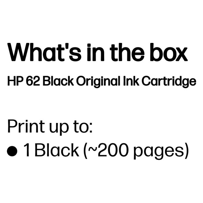 HP 62 Negro Cartucho de Tinta Original Estándar