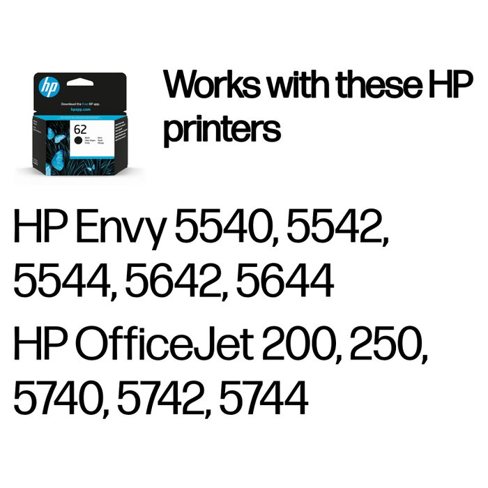 HP 62 Negro Cartucho de Tinta Original Estándar