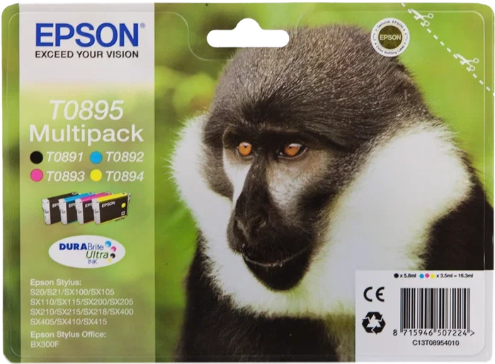 Epson T0895 Multipack DURABrite Ultra (BK/C/M/Y) C13T08954010 Epson T0895 Multipack DURABrite Ultra (BK/C/M/Y) C13T08954010