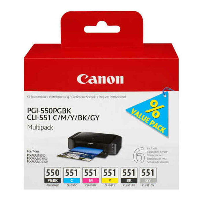 Canon Multipack de Cartuchos PGI-550 y CLI-551 (6 colores) Canon Multipack de Cartuchos PGI-550 y CLI-551 (6 colores)