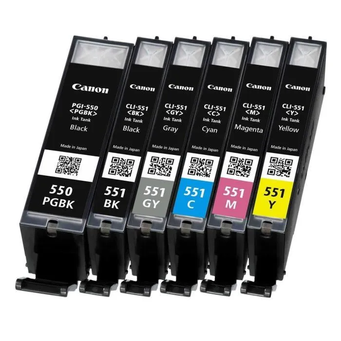 Canon PGI-550 / CLI-551 Multipack Cartuchos de Tinta Originales C, M, Y, BK, GY - 6 Colores