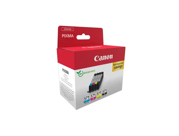 Canon CLI-571 Multipack de 4 Cartuchos de Tinta Original Negro/Amarillo/Cian/Magenta para Canon Pixma MG6852/TS6050/TS8050