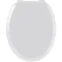 Gelco Tapa de inodoro blanco dulce en madera moldeada con acabado brillante y bisagras cromadas
