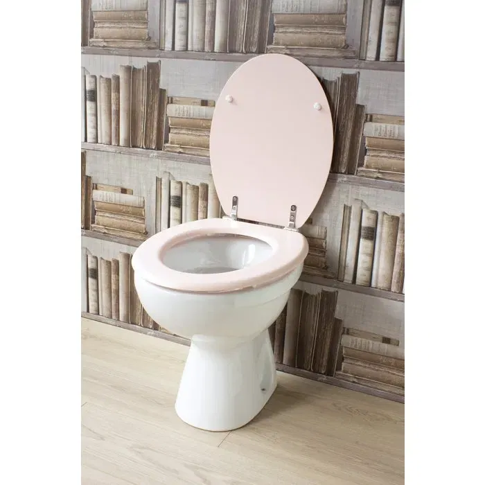 Gelco Asiento de inodoro Dolce Bisagras Acero Inoxidable Madera Moldeada Cristal Rosa