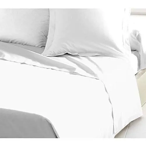 Lovely Home Sábana Plana 100% Algodón 180x290 cm Blanco Tejido Apretado 54 Hilos Certificado OeKO-TEX