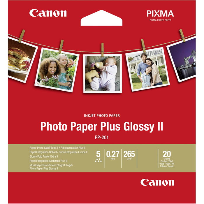 Canon Photo Paper Plus Glossy II PP-201 2311B070, 89x89 mm, 20 hojas