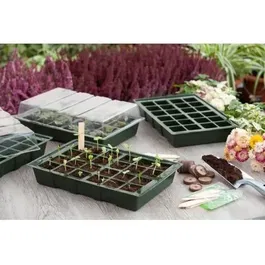 Nature Mini Invernadero de Cultivo 23.5x35x11 cm Lote 4 Terrinas con 24 Celdas y Tapas Transparentes
