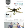 Farelek 112470 BALEARES - Ventilador de Techo Reversible Ø 132 cm, 5 Aspas de Nogal/Caña con Iluminación 3 Tulipanes 60W E27