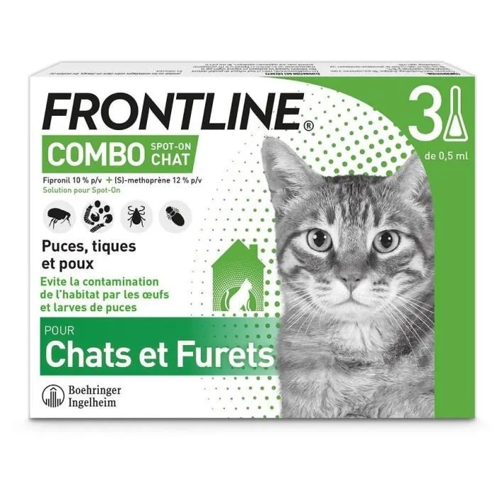 Frontline Combo 3 pipetas antiparasitario para gatos y hurones Frontline Combo 3 pipetas antiparasitario para gatos y hurones