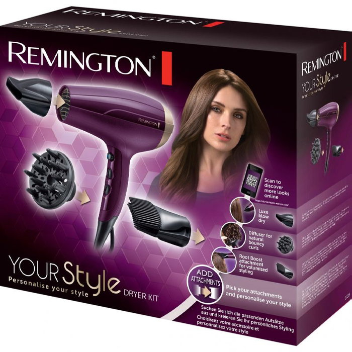 REMINGTON YOUR STYLE Secador de Pelo 2300W con Difusor y 3 Temperaturas