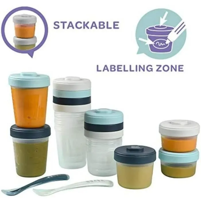 Beaba Pack Comida Bebé 1st Storm: 12 Porciones Clip (2x90ml, 4x150ml, 6x250ml) y 2 Cacitos Silicona 1ra Edad Beaba Pack Comida Bebé 1st Storm: 12 Porciones Clip (2x90ml, 4x150ml, 6x250ml) y 2 Cacitos Silicona 1ra Edad