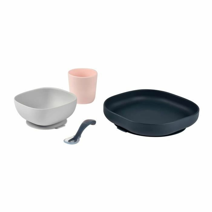 Beaba Juego de comida de silicona con ventosa, 4 piezas, azul noche Beaba Juego de comida de silicona con ventosa, 4 piezas, azul noche