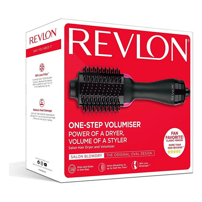 Revlon RVDR5222E Salon One-Step Warmluftbrste Secador de aire caliente con 3 ajustes de calor, 2 velocidades, función iónica, revestimiento cerámico - Negro y Rosa