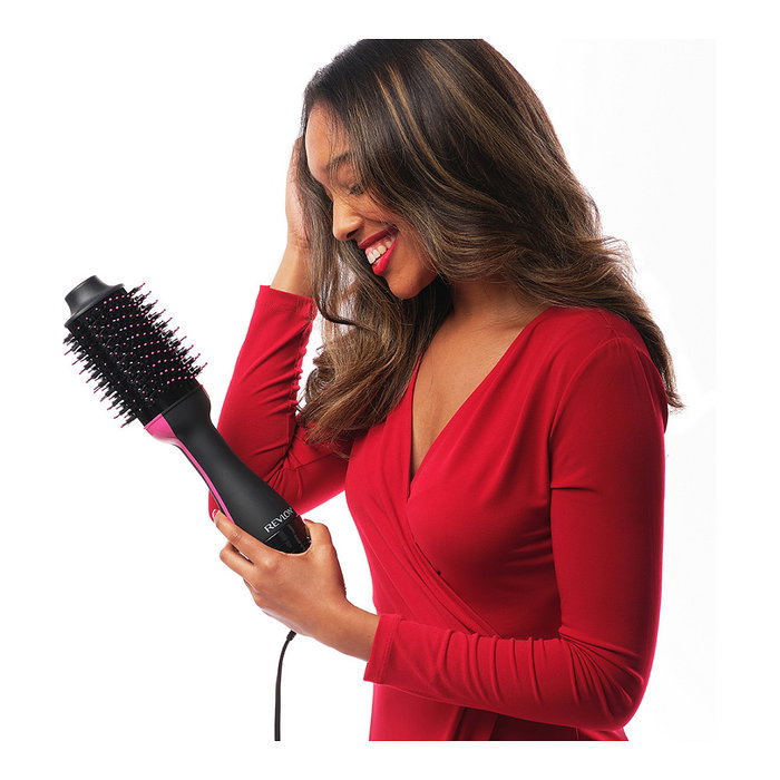 Revlon RVDR5222E Salon One-Step Warmluftbrste Secador de aire caliente con 3 ajustes de calor, 2 velocidades, función iónica, revestimiento cerámico - Negro y Rosa