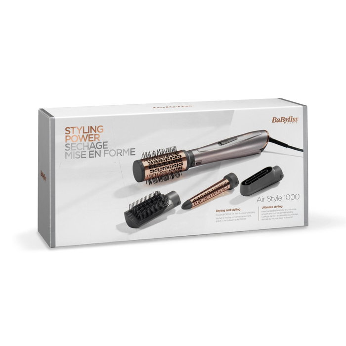 BaByliss Air Style 1000 AS136E, Cepillo de aire caliente Negro, Cobre y Paladio