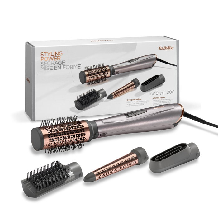 BaByliss Air Style 1000 AS136E, Cepillo de aire caliente Negro, Cobre y Paladio