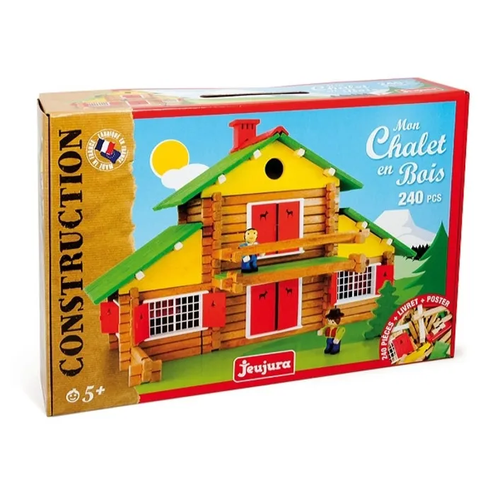 Jeujura My Wooden Chalet Juego de Construcción de Madera Natural y Tintada 240 Piezas para Niños a Partir de 5 Años Jeujura My Wooden Chalet Juego de Construcción de Madera Natural y Tintada 240 Piezas para Niños a Partir de 5 Años