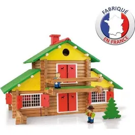 Jeujura My Wooden Chalet Juego de Construcción de Madera Natural y Tintada 240 Piezas para Niños a Partir de 5 Años