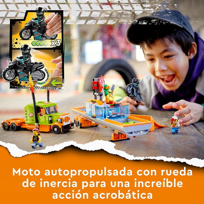 Lego City Espectáculo Acrobático: Camión Set de Juguete para Niños a partir de 6 años con Moto Acrobática y Accesorios