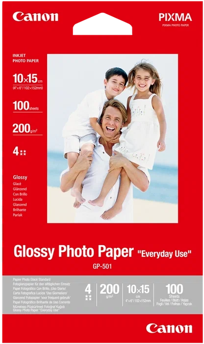Canon Papel Fotográfico Brillante GP-501 10x15 cm, 100 Hojas, Blanco