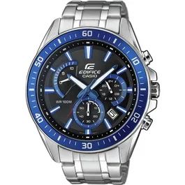 Casio EFR-552D-1A2VUEF Reloj Hombre Cuarzo Acero Brazalete Plata Esfera Negra y Azul Cronómetro Sumergible 10 ATM