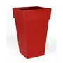 EDA Maceta Toscana Cuadrada Alta de Polipropileno 39x39x65 cm, 62 L, Rojo Rubí, Resistente a Heladas y UV, Uso Exterior e Interior