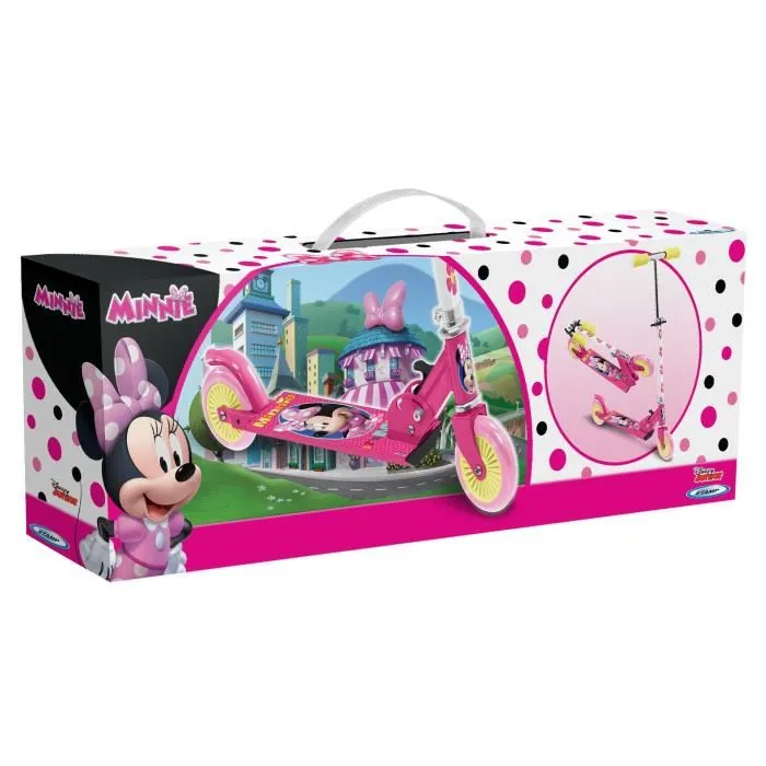 Disney Minnie Patinete Plegable Infantil 2 Ruedas Altura Ajustable, Rodamientos ABEC 5, Ruedas 120mm, Freno Trasero, Niña