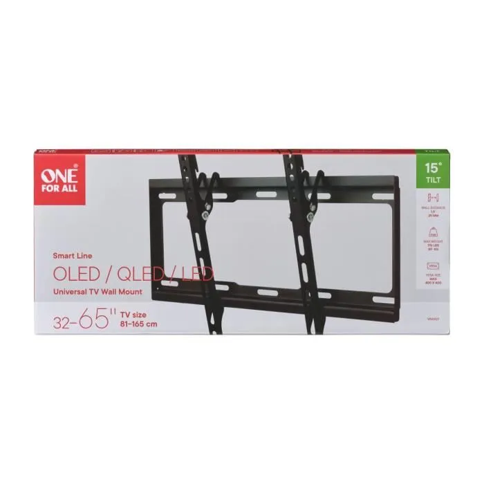 One For All WM2421 Soporte de Pared para TV de 32 a 55 Pulgadas (81 a 140 cm) con Inclinación de 15°, Negro