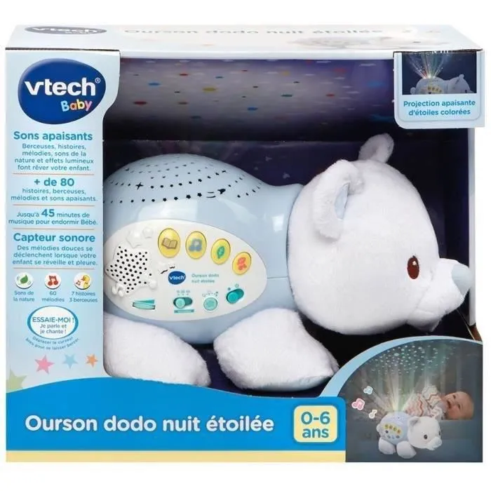Vtech Baby Oso Dodo Starry Night Bear Luz Nocturna Musical Proyección Estrellada 0-6 Años