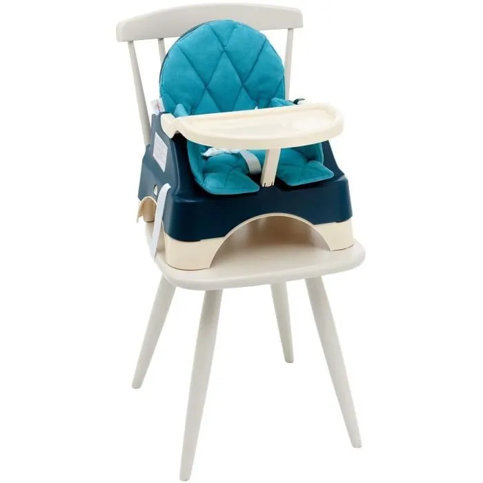 Thermobaby Oketi Poketi Wooded - Silla alta de madera 3 en 1 para niños, asiento elevador con estribo y estante extraíble