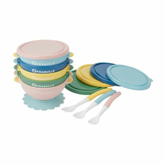 Badabulle Set de 5 cuencos antideslizantes 330ml y 3 cucharas blandas para bebé Badabulle Set de 5 cuencos antideslizantes 330ml y 3 cucharas blandas para bebé