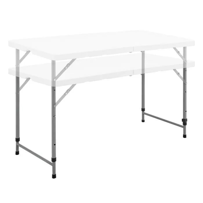 Mesa plegable 120 cm 4 personas con recubrimiento en polvo en tubos de acero uso interior y exterior