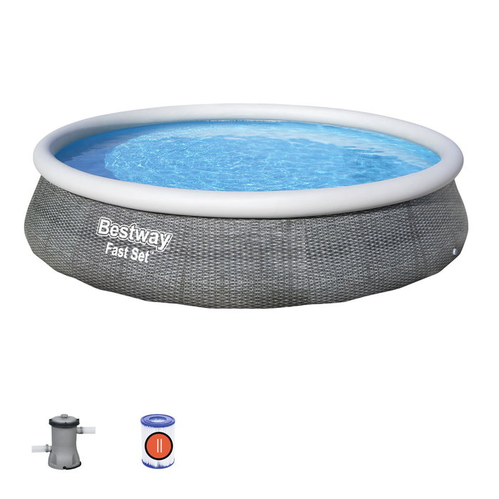 Bestway Piscina Hinchable Adulto Aro Ratan con Depurador 396x84 cm Jardin 57376 Bestway Piscina Hinchable Adulto Aro Ratan con Depurador 396x84 cm Jardin 57376