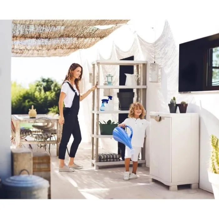 Plastiken SPACESAVER 90 Armario bajo con 2 puertas y estantes - 90x45x100 cm - Uso interior y exterior